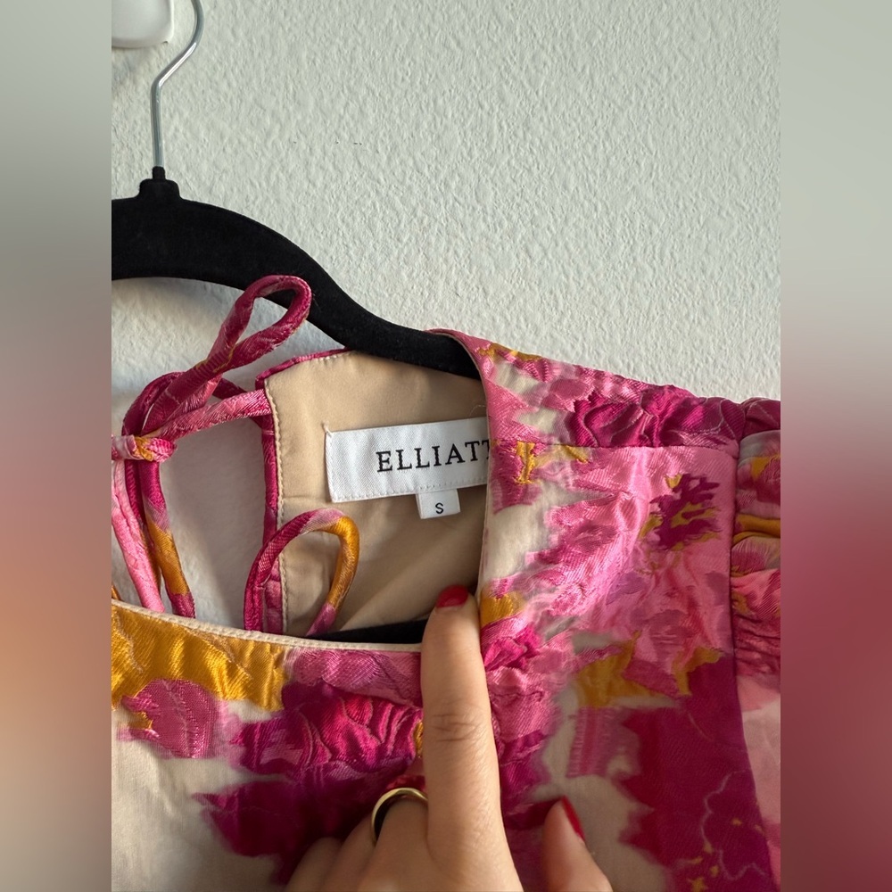 Elliatt Pink Floral Mini Dress with Yellow Accents - Picture 2 of 4